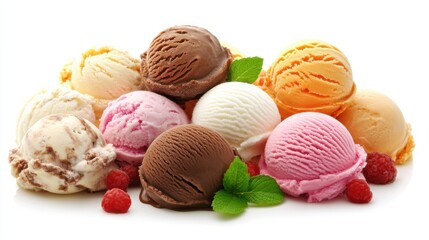 Assorted ice cream treats, neatly arranged on a white background, offering space for product descriptions or promotions.