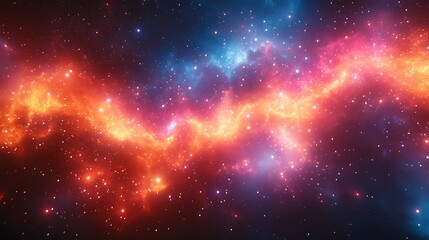 Abstract nebula with bright red and blue light against a black background.