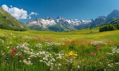 Fototapeta premium Dreamlike Landscapes and Mystical Gardens with Vibrant Flowers and Glowing Nature