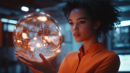 Naklejka premium The Woman Holding Sphere