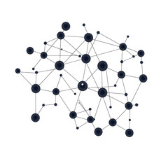 Abstract network of interconnected nodes representing complex communication, data flow, and digital connections on a dark background.