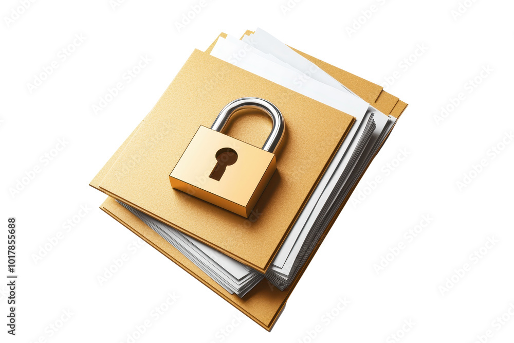 Poster secure folder icon representing data protection, privacy management, and confidential file storage o