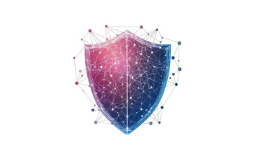 Abstract digital shield with a network pattern, symbolizing cybersecurity, data protection, and advanced technology solutions.