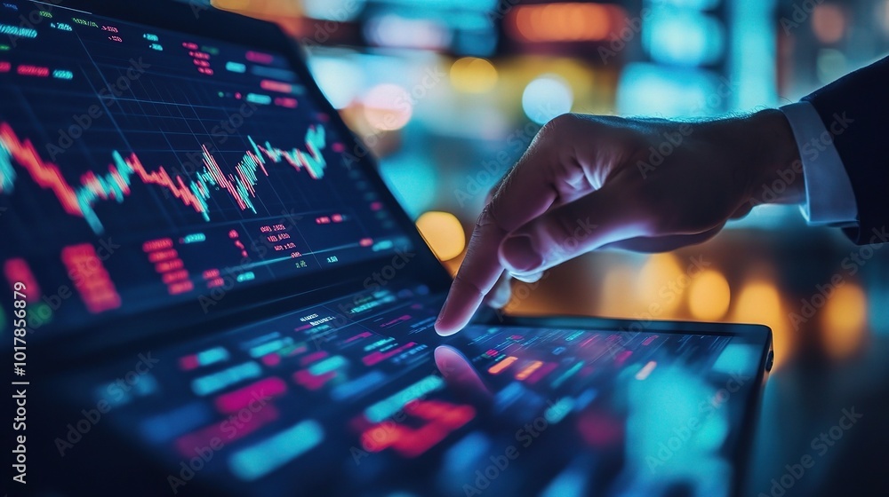 Poster digital interface with financial data analysis