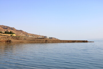 the beach of the dead sea in Sweimeh, Swemeh, Jordan