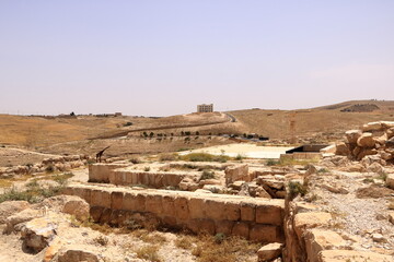 Herod Castle ruins, Machaerus, fortified hilltop palace in Jordan