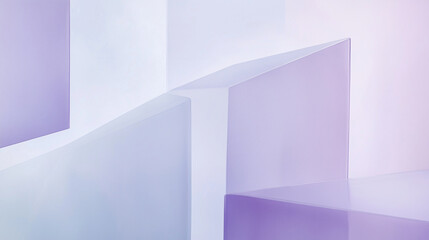Obraz premium Intersecting shapes in frosty lavender and crisp white, inspired by frost patterns on windows. Soft gradient background, minimalist composition