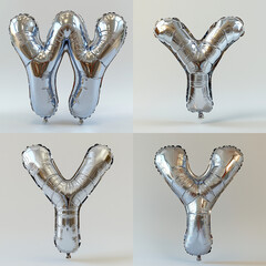 Metallic silver balloon 3D Y