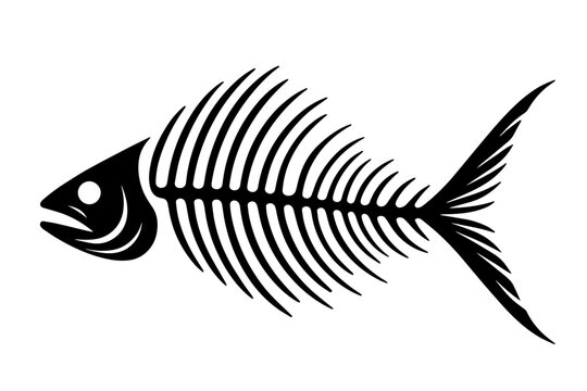 fishbone silhouette swimming vector illustration