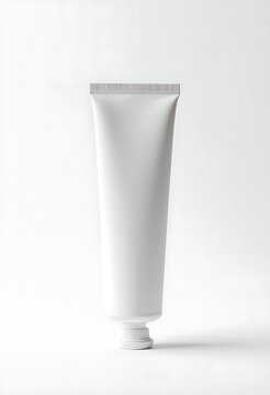 Blank toothpaste tube packaging mockup isolated on white background, product photography for advertisement, packaging mockup design concept