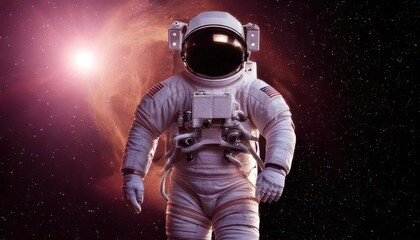  Astronaut doing space walk. Mars exploration. 