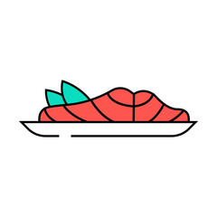 teriyaki salmon japanese food line icon vector. teriyaki salmon japanese food sign. isolated symbol illustration