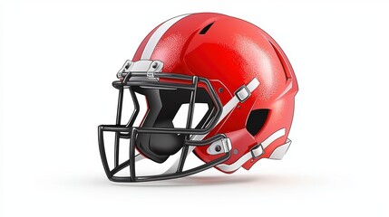 Naklejka premium American football helmet, cartoon element, bold lines, vivid color palette, isolated on white background
