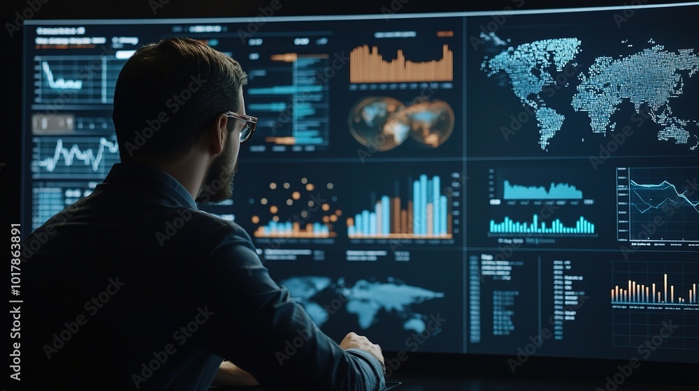 Poster data analyst working with interactive visualizations