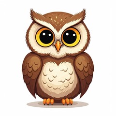An owl on a white background, cartoon style.