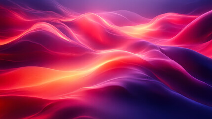 Fototapeta premium Vibrant abstract landscape with glowing contours in shades of pink and orange under a deep purple sky