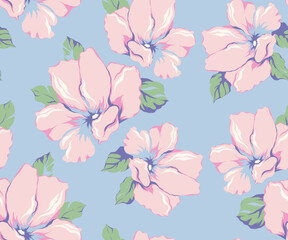 Vector coquette flowers pattern.Colorful seamless grandmillennial pattern. Perfect for greetings, invitations, manufacture wrapping paper, textile and web design. Vector preppy pattern.