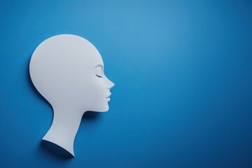 Obraz premium Clean white silhouette of a human head against a blue background showcasing minimalist design