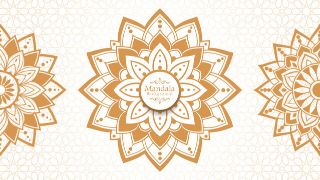 Luxury mandala background with golden arabesque pattern arabic islamic east style, Set of hand drawn mandala elements