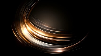 Obraz premium A dark background with swirling, golden and silver, flowing lines.
