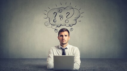 Person Contemplating Questions in Front of Laptop