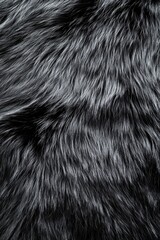 Naklejka premium Closeup, Detailed Texture of Soft, Luxurious Black Fur. Abstract Background, Copy Space.