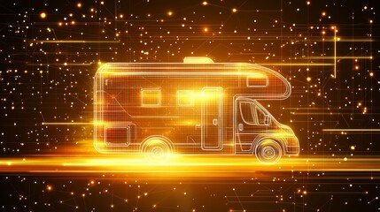 Futuristic Recreation Vehicle in Orange Abstract A Glimpse into the Future of Travel and Leisure.