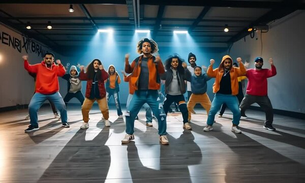 A group of people are dancing in a room with a lot of light Video