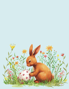 easter bunny with easter eggs