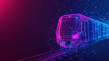 Futuristic High-Speed Train, Transportation Technology, Network Connection. Digital Art.
