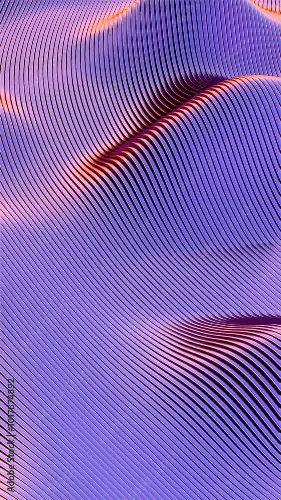 Poster Abstract wavy pattern with flowing lines in blue and red tones

