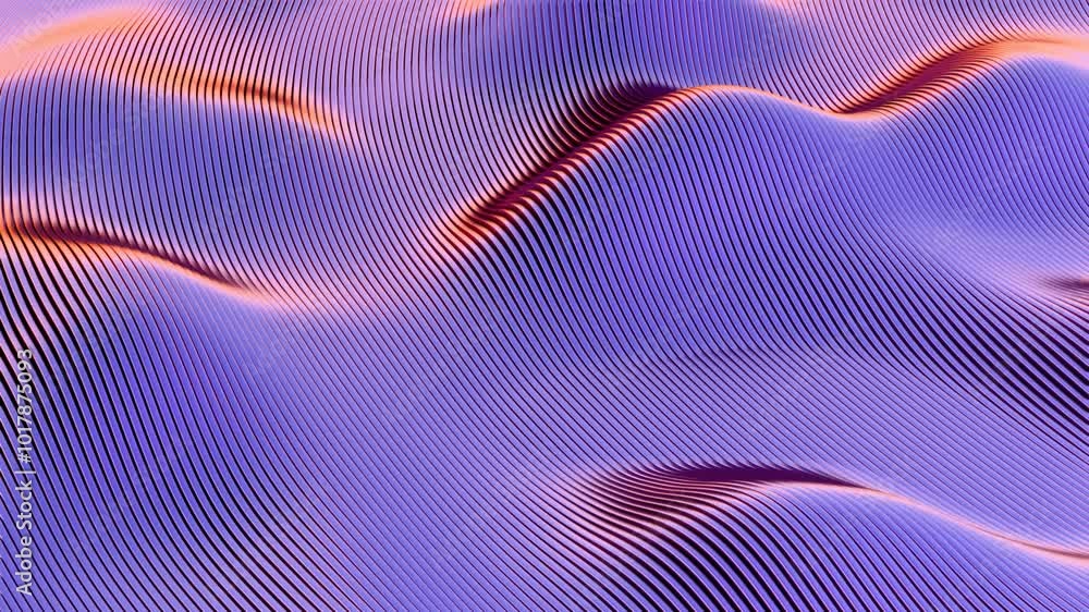 Poster Abstract wavy pattern with flowing lines in blue and red tones

