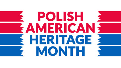 Polish American Heritage Month text with side lines on a White background. Which is observed every year in October to celebrate, enjoy and wish Polish American Heritage Month.