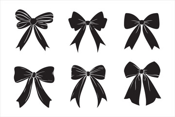 Classic Bow Ribbon Silhouette Vector Design, Decorative Bow Ribbon Silhouette Vector Illustrations,"