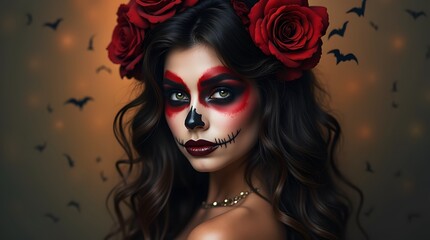 Obraz premium halloween makeup girl