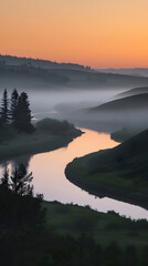 Dawn Breaking Over Serene Valley - A Captivating Dance Between Light And Serenity