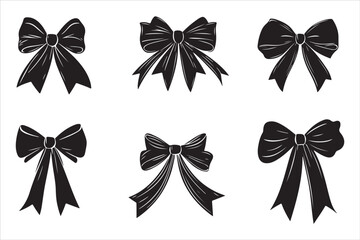 Classic Bow Ribbon Silhouette Vector Design, Decorative Bow Ribbon Silhouette Vector Illustrations,"