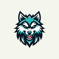 Wolf head logo with a variety of blue shadows