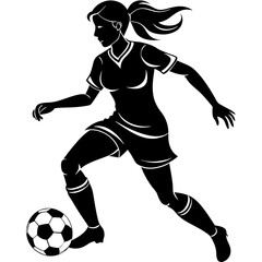 female football player dribbling ball vector