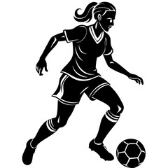 Naklejka premium female football player dribbling ball vector