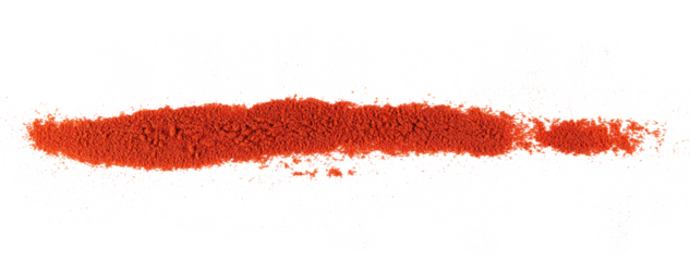 Pile of red paprika powder line isolated on white