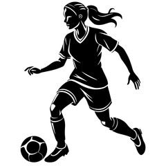 Naklejka premium female football player dribbling ball vector
