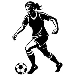 Naklejka premium female football player dribbling ball vector