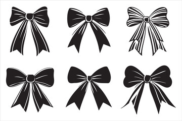Classic Bow Ribbon Silhouette Vector Design, Decorative Bow Ribbon Silhouette Vector Illustrations,"