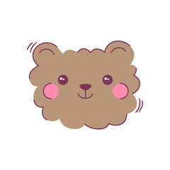 Cute bear head sticker. Hand-drawn doodle animal for children. Childish fluffy character. Vector illustration