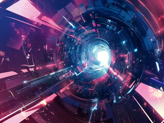 近未来的な光のトンネルの背景