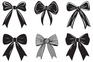 Classic Bow Ribbon Silhouette Vector Design, Decorative Bow Ribbon Silhouette Vector Illustrations,"