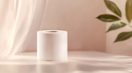 Minimalistic Mockup of Toilet Paper Roll on Light Background
