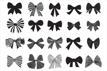 Classic Bow Ribbon Silhouette Vector Design, Decorative Bow Ribbon Silhouette Vector Illustrations,"