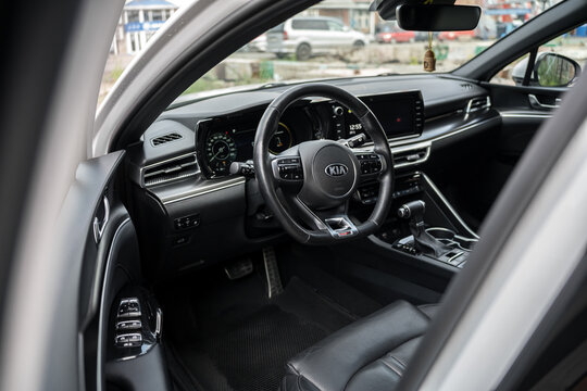 KRASNOYARSK, RUSSIA - July 19, 2024: White Kia K5
